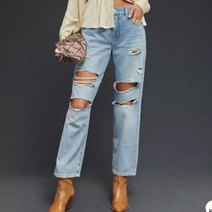 Anthropologie Pilcro Vintage Crop Skipper  Jeans - Farrah Destroy Wash